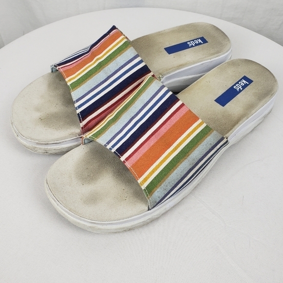 Keds Orange Multicolored Flip Flops Slides Sz 10 - Picture 1 of 6